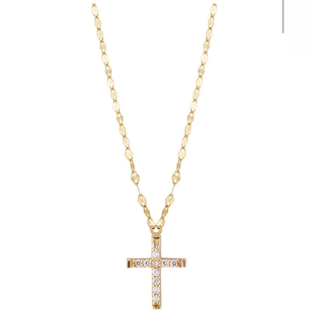 LANA JEWELRY Girl Diamond 14k gold  Cross Pendant Necklace 14”